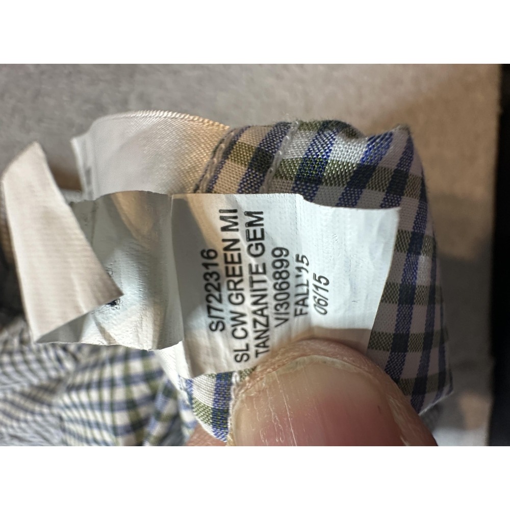 Banana Republic Shirt Mens Small Green Blue Check Slim Fit Button Down Cotton - Picture 6 of 11